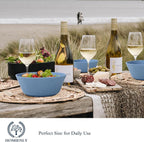 Homienly Alternatives Plastic Bowls - 36oz Cereal & Soup Bowls, Set of 6, Microwave & Dishwasher Safe, Sky Blue