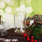 60 Pcs Snowflake Coffee Stirrers Christmas Stir Sticks Winter Stirrer Cocktail Drink Swizzle Sticks SnowflakeTop Swizzle Holiday Coffee Bar Xmas Christmas Party Supplies