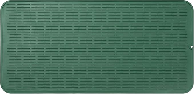 Silicone Dish Drying Mat for Multiple Usage,Easy clean,Eco-friendly,Heat-resistant Silicone Mat for Kitchen Counter or Sink,Refrigerator or Drawer Liner Green 5XL 36inches x 18inches