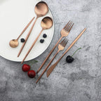 JASHII Silverware Set, 36 Piece Food Grade Stainless Steel Flatware Set Fork Spoon Knife Utensils for Daily Use and Party, Service for 6 Anti Rust, Safe in Dishwasher (Matte Rose)