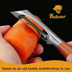 Serrated Blade Premium I Type 304 Stainless Steel Multifunctional Kitchen Peeler Real Wood Handle Ultra Sharp Blade Vegetable Potato Apple(Aosuan)
