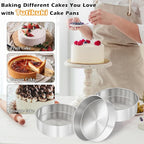 6 Inch Cake Pan - 3PCS Stainless Steel Smash Cake Baking Pans Tins, Round Bakeware for Party Birthday Wedding, Mirror Finish & Dishwasher Safe