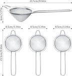 Patelai 3 Pieces Tea Strainers Cocktail Strainer Stainless Steel Fine Mesh Strainer Colander Conical Food Loose Tea Filter Practical Bar Colander Tool