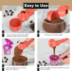 Coffee Scoop & Funnel for Reusable K Cup Refillable Coffee Pods, Coffee Measuring Spoon 2 Tablespoon Capacity, Scoop with Funnel for Ground Coffee, Protein Powder, Tea (Orange, 2 Pack)