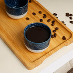 Set of 4 Ceramic Espresso Cups-4 oz, Blue & White Summer Coastline Design, Ideal for Espresso, Coffee, Tea, & More,Small Ceramic Coffee Mugs, Dishwasher & Microwave Safe