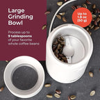 MuellerLiving Electric Coffee Grinder for Spice, Nut, Herbs and Coffee Beans, Sharp Blade, Stainless Steel - White