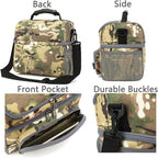 FlowFly Double Layer Cooler Insulated Lunch Bag Adult Lunch Box Large Tote Bag for Men, Women, With Adjustable Strap,Front Pocket and Dual Large Mesh Side Pockets