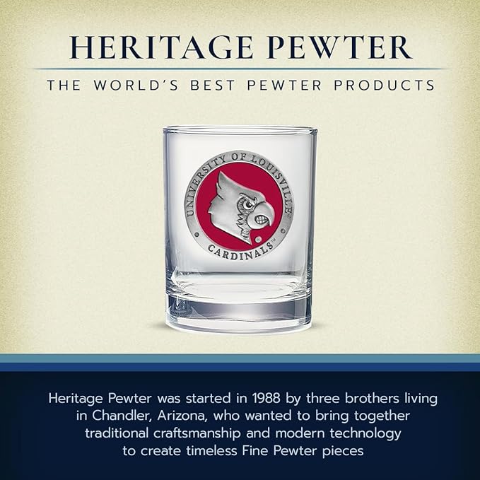 Heritage Pewter Louisville Double Old Fashion | Double Rocks Glass 14 OZ for Liquor | Expertly Crafted Pewter Glass