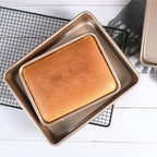 Deep Baking Pans Set Nonstick,Rectangle Cake Pan,Stackable Bakeware Set of 3,Oven Trays for Baking,Gold(9''/11''/13'')