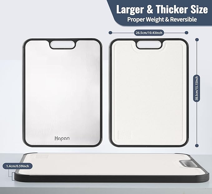 Titanium Cutting Boards for kitchen, Double Sided Metal Cutting Board, Non Toxic Chopping Board, Wheat Straw PP/Healthy Large Titanium Cutting Board for meat, Easy to Clean