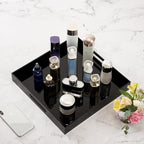 Glossy Black Acrylic Serving Tray - 14x14Inch, Multipurpose, Sturdy, Modern Style, Spill Proof, Countertop Organizer, Vanity Table Tray
