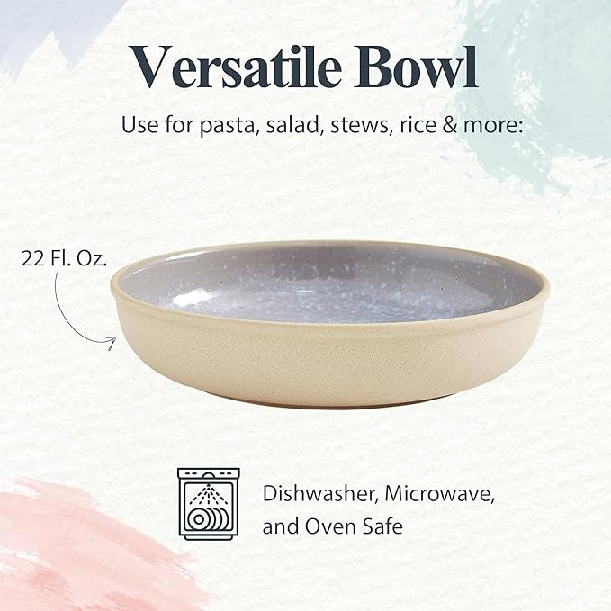 Portmeirion Minerals 8.7-Inch Low Serving Bowl, Aquamarine - Stoneware Tableware from Portugal, Reactive Glaze for a One-of-a-Kind Design, Microwave & Dishwasher Safe - Ceramic Serveware for Kitchen