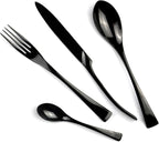 5-Piece 18/10 Stainless Steel Flatware Set Mirror Polishing Black, Serive for 1
