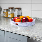 CLAYNIX Serving Tray 12.5 Inch, Wooden Lacquer Tray with Mother of Pearl Inlay, Elegant Tea & Breakfast Tray with Handles (Round)