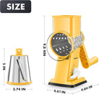 Geedel Rotary Cheese Grater - Upgraded Vegetable Shredder with 4 Interchangeable Blades, Easy to Clean Cheese Shredder with Handle, Kitchen Grater Nuts Grinder for Cutting Cheese, Vegetable, Nuts