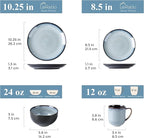 LERATIO Ceramic Dinnerware Sets for 4,16-Piece Reactive Glaze Plates and Bowls Set with Mugs,Highly Chip and Crack Resistant | Dishwasher,Microwave & Oven Safe Dishes set-Gray White