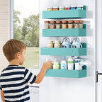 Magnetic Spice Rack for Refrigerator, Kitchen Organizer and Storage Shelf, Blue(2 Pack)