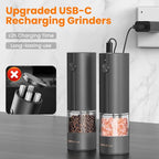 SIMPLETASTE Electric Salt and Pepper Grinder Set Rechargeable with LED Light and Dust Cover, Automatic Pepper Mill Shakers with Adjustable Coarseness, One Hand Operation for Kitchen, Dining, Gifting