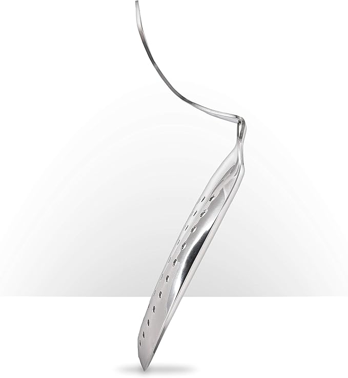 Bent Handle Julep Strainer - Stainless Steel Commercial Cocktail Strainer Piña Barware (One Strainer, Polished Finish)