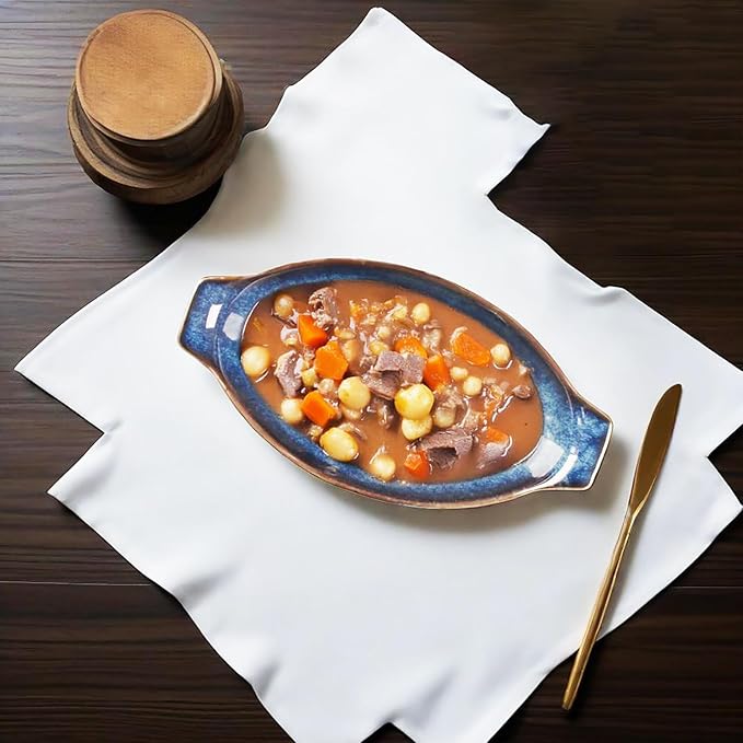 Ceramics Au Gratin baking Dishes Set of 2, Baking Tray Bake ware, 10.5 oz Ramekins, for Pie Pan, Appetizer, Tart, Dessert, Quiche, Oven Small dish, individual dishes Oval 9.3 Inch