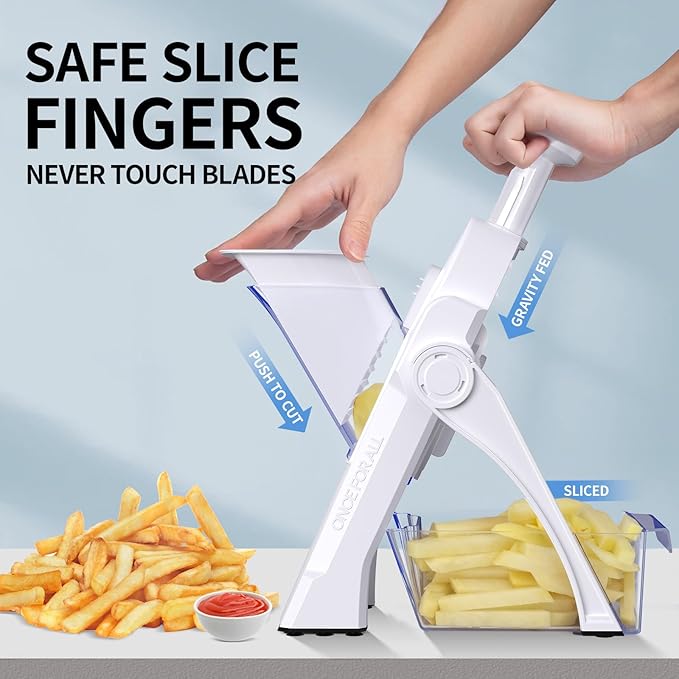 Safe Mandoline Slicer,Vegetable Potato Slice Food Cutter for Kitchen,Thickness Adjustable Upright Veggie Chopper for Fast Meal prep