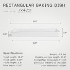 Made In Cookware - Rectangular Baking Dish - Navy Rim - Hand Crafted Porcelain - Professional Bakeware - Made in France
