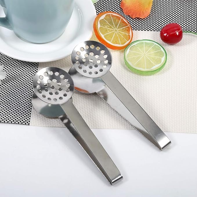 TraderPlus 2 Pack Stainless Steel Tea Bag Squeezer Tongs Strainer Grip