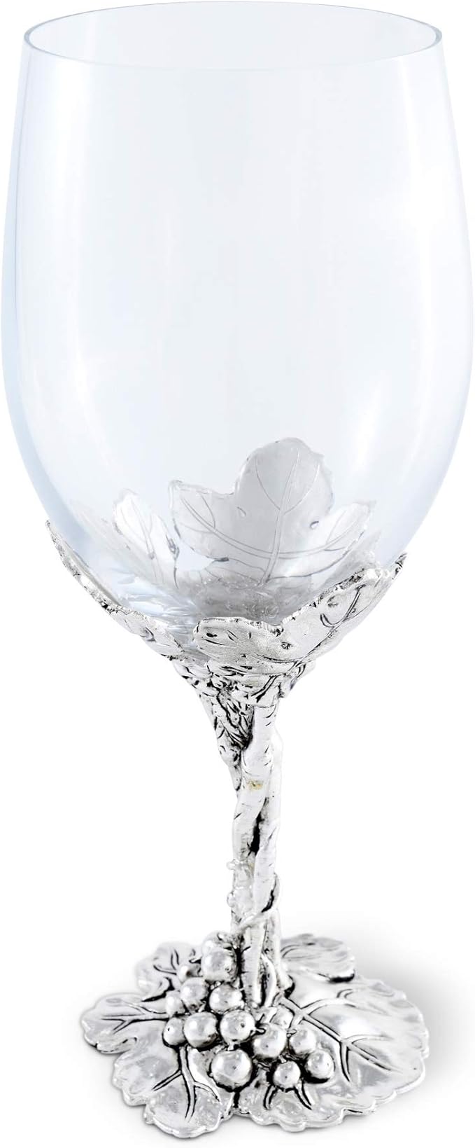 Arthur Court Designs Aluminum Grape Pattern Base Wine Glasses 8.25 inch Tall 16 ounces