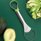 3-in-1 Avocado Slicer Tool, Emptycolor Stainless Steel Avocado Cutter, Pitter & Peeler, Multi-Function Avocado Tool for Slicing, Scooping, and Pit Removal, Kitchen Gadget with Green Plastic Handle