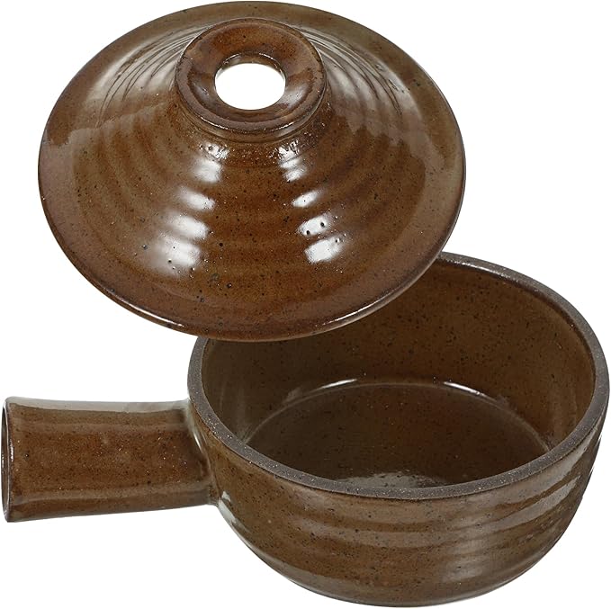 Clay Pot, STOBAZA Casserole with Lid, Clay Cooking Pot Ceramic Saucepan Pot Soup Casserole Pot for Cooking Rice Soup Food Stoneware Bakeware Microwave Oven Safe