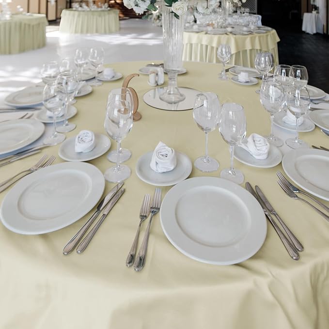 Fitable 6 Pack Ivory Round Table Clothes - 70 Inches in Diameter - Stain Resistant and Washable Tablecloths, Polyester Fabric Table Covers for Wedding, Party, Banquet, Gathering