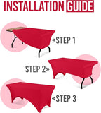 Utopia Kitchen 6FT Spandex Tablecloth [2 Pack, Red] 200 GSM Stretch, Fitted, Washable and Wrinkle Resistant Table Cloth Rectangle Cover for Trade Shows, Wedding, Parties [72Lx30Wx30H Inch]