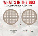 Non-Stick Pizza Pan 1 Pack, 13 Inch Round Carbon Steel Pizza Tray with Perforated Holes for Crispy Crust, PFOAPFOSPTFE Free, Dishwasher & Oven Safe Up To 450°F, Durable Nonstick White Marble Coating