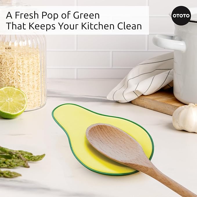 OTOTO Avocado Spoon Rest for Stove Top - Silicone Spoon Rest for Kitchen Counter, for Ladles, Tongs, Spatula Funny Cool Cute Kitchen Gifts Gadgets Accessories