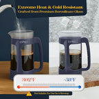 ESPRO P3 French Press Coffee Maker – Patented Double Micro-Filter for Grit-Free Brew, Heat Resistant thicker Borosilicate Glass Coffee press – Blue (32 oz)