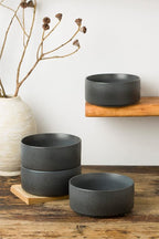 famiware Star Cereal Bowl Set, Soup Bowls Set of 6, Double Reactive Glaze, Stackable, 23 oz Deep Bowls Suitable for Popcorn, Oatmeal, Dessert - Dishwasher and Microwave Safe, Matte Dark Charcoal