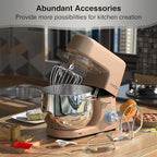 9.5 QT Double Handle KUCCU Stand Mixer, 6 Speed with Pulse Electric Kitchen Mixer, 660W Tilt-Head Food Mixer with Dishwasher-Safe Dough Hook, Flat Beater, Whisk, Splash Guard for home baking (Gold)