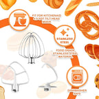 3-Piece Set Mixer Accessories for KitchenAid 4.5QT Tilt-Head Stand Mixers, Stainless Steel K45WW, Enameled K45DH & Enameled K45B, All Dishwasher Safe