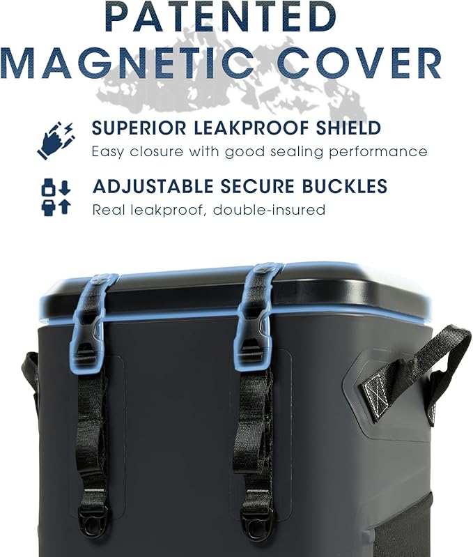 Magnetic Backpack Cooler Bag, Cold Retention Soft Coolers 30 Can Insulated Soft Sided Cooler with Waterproof Bag