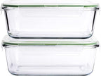 63 Oz 2 Pcs Large Glass Food Storage Containers 8 Cups Family Size Set Baking Containers with Locking Lids Storing food, BPA Free Leak Proof Microwave Oven Safe (2, 63 OZ)