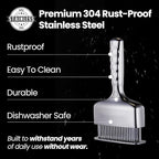 Meat Tenderizer Tool – Hassle Free Extra Long Handle, Rustproof One-Piece Meat Tenderizer Mallet & Hammer, Stainless Steel Blade Needle, Steak Cooking Accessories, No Assembly Needed, 5-Year Warranty