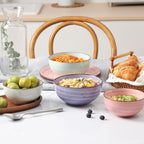 KitchenTour 24 OZ Cereal Bowls Set of 6, Ceramic Soup Bowls for Kitchen, 5.9 Inch Colorful Serving Bowls for Oatmeal, Salad, Pasta, Dessert - Microwave & Dishwasher Safe, Assorted Warm Colors