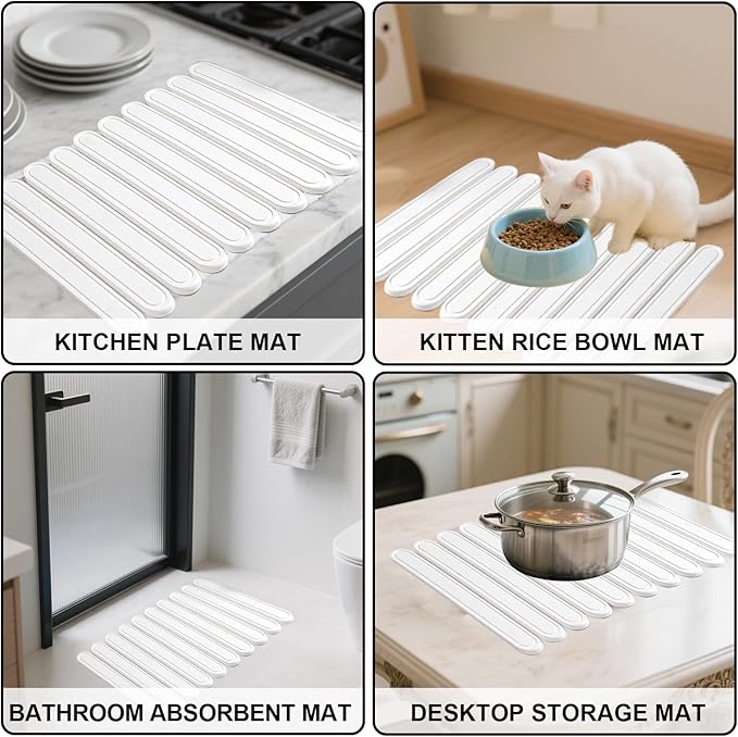 Large Stone Dish Drying Mat for Kitchen Counter, 24"×16"- Quick Drying Diatomaceous Earth Mats for Multi - Purpose, Eco-Friendly ,Super Absorbent, Foldable ,Non-Slip