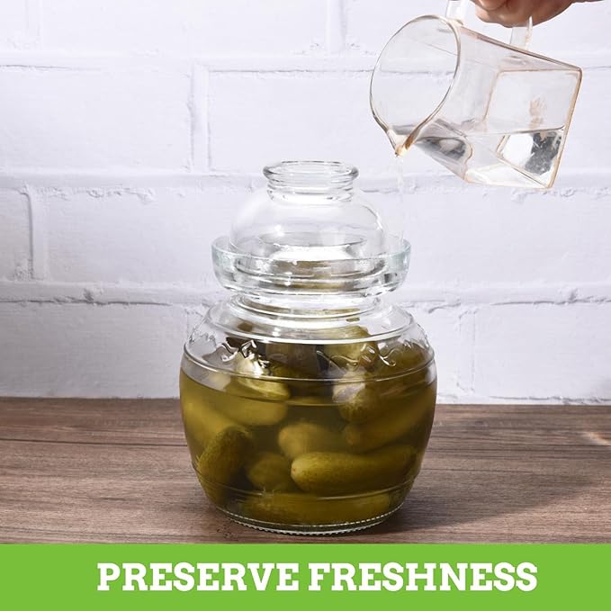 Glass Jar Fermentation Jar, Pickle Jar with Water Seal Lid, Fermentation Kit Fermenter Starter Kit for Pickles, Wine Brewing, Pickling, Kimchi, Sauerkraut, Vegetables, Kombucha 2.5L