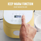 GreenLife Digital Rice Cooker, 2-Cups Uncooked/4-Cups Cooked, Removable Nonstick Ceramic PFAS-Free Pot, One-Touch Presets, Oats, Quinoa, Brown Rice, Auto Keep Warm, Fuzzy Logic Tech, 1.5 QT, Butter Yellow