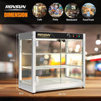 ROVSUN 3-Tier Commercial Food Warmer, 27" Pizza Warmer Food Warmer Display with LED Adjustable Lighting Glass Door Removable Shelves, Countertop Electric Food Warmer for Buffet Restaurant 110V 800W