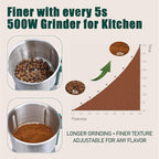 Grain Grinde For Kitchen, Electric Dry Spice Grinders Comes With 3 Removable Stainless Steel Blades, 500w Herb Grinder Suitable For Grinding Spices, Coffee Beans, Grains, Nuts.