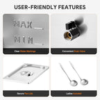 WILPREP Commercial Food Warmer with Two 1/3 & Two 1/6 Pans, 1500W Countertop Electric Warmer, 86-185°F Adjustable Temp Control, Stainless Steel Buffet Bain Marie