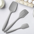 Silicone Spatula 3-piece Set, Ergonomic Handle High Heat-Resistant Spatulas, Non-stick Rubber Spatulas with Stainless Steel Core, Light Grey