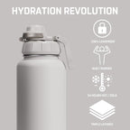 Vesmoon Vessence 32 Oz Stainless Steel Tea Infuser Bottle for Loose Leaf Tea, Water, Herbs, Fruits - Triple Layered Insulated, Leak Proof Bottle with Lid and Clip Handle - 24 Hours Hot/Cold